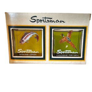 VTG Rare‎ Sportsman Cologne And Aftershave Set 4 Oz Pheasant Trout MCM 50s 60s